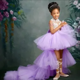 Flicka klänningar blomma klänning puffy flickor prinsessa bröllopsfest födelsedag med löstagbart tåg