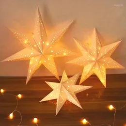 Party Decoration Star Light Cove Hollow Out Hanging Pendant Led Window Grille Paper Lantern Eid Mubark Christmas Stars Decor