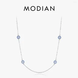 Pendants Modian Design 925 Sterling Silver Farmling Blue Blue Eyes Stail Netlace Necklace Deck Stain for Women Hirdivary Anniversary Gift