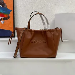 Ladies Luxury Designer tote bag Soft Brown Leather Drawstring Handbag Fashion Shopping Shoulder Bag Womens Purse CABAS Portable Makeup Wallet