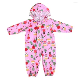 Raincoats 3 Colors Practical Cartoon Waterproof Jumpsuit Raincoat Hooded Fashion Kids One-Piece Rain Coat Tour Children Gear Suit