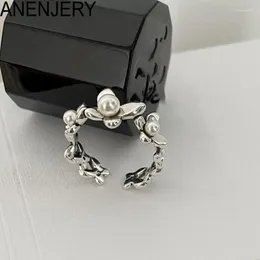 Cluster-Ringe ANENJERY Schmetterling Perle Offener Ring für Frauen Licht Luxus Design Nische Zeigefinger Party Schmuck Zubehör Anillos