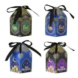 10 Stück Eid al Fitr Mubarak Papier-Geschenkboxen, Süßigkeiten- und Keksverpackungsbeutel, muslimische Feiertagspartydekorationen, Ramadan Karim-Zubehör 240205