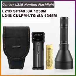 Flashlights facklor Konvoj L21b Culpm1.tg med Luminus SFT40 6500K LED för utomhuscamping SMO 1258M 12-grupper förare jaktljus