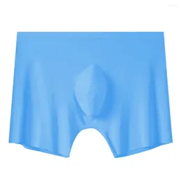 Underpants Men'S Thin Ice Silk Low Waist Solid Color Loose Comfortable Breathable Boxer Briefs Man Oversize Transparent