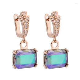 Dangle Earrings Luxury Female Cubic Ziconia Rose Gold Color Wedding For Women Fashion