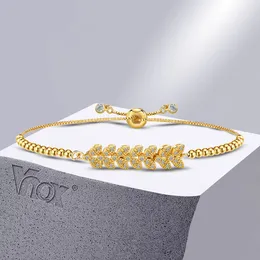 Link Bracelets Vnox Shiny CZ Stone For Women Girls Jewelry Gold Color Bling Cubic Zirconia Wristband With Adjustable Box Chain