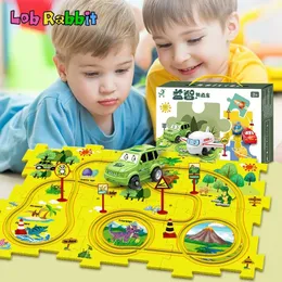 Kids Education Puzzle Electric Rail Car DIY ArmaLbling Toy Cartoon Tairing Train Track Logic Board Games Jigsaw Toys Gift 240122