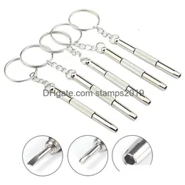 Screwdrivers 3 In 1 Eyeglass Screwdriver Keychain Repair Glasses Watch Phone Triple Versatile Small Mini Bh2365 Drop Delivery Home G Dhvf0