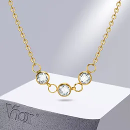 Chains Vnox Exquisite Bling CZ Stone Necklaces For Women Lady Gold Color Stainless Steel Link Chain Collar Gift