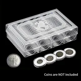 60 suporte de moeda cápsula recipiente 41mm caixa redonda transparente colecionáveis medalhas de moeda organizador de armazenamento coleção suprimentos 240130