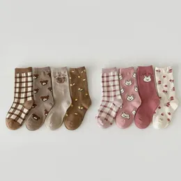 Herbst Niedlichen Cartoon Kaninchen Baby Mädchen Süße Socken Kinder Junge Weiche Mode Plaid Baumwolle Komfortable Atmungsaktive Socken 240124