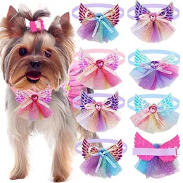 Abbigliamento per cani 50/100 pezzi Papillon in pizzo con diamanti Papillon per cuccioli di gatto di piccola taglia Forniture per matrimoni Accessori per toelettatura per cani
