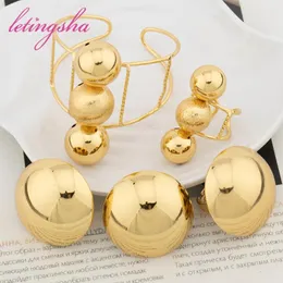 Necklace Earrings Set Fashion African Jewelry Gold Color Rings Dubai Classic Beads Bracelet Large Sets Weddings Jewellery Gifts