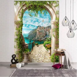 Hapentiler Ev Dekorasyon Goblen Duvara monte retro manzara baskılı kumaş arka plan bezi bohem estetik oda