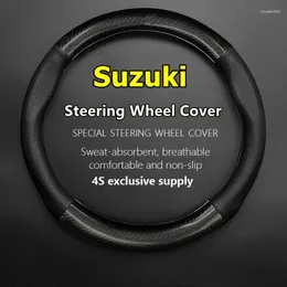 Чехлы на руль для Suzuki, кожаный чехол из углеродного волокна, подходит для Dzire Celerio Ciaz Baleno Solio Splash SX4 Vitara Wagon R Alto JIMNY