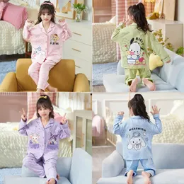 Sanrios Cinnamoroll Kuromi Çocuk Pijamaları Bahar Sonbahar Saf Pamuk Uzun Kollu Kız Kawaii Takip Takım Kız Hediyeleri 240123