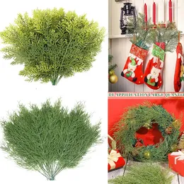Dekorativa blommor 10st konstgjorda tallgrenar Fake Plants Christmas Garland Diy Wreath Gift Accessories Crafts Home Decorations