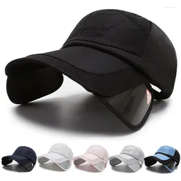 Bola Caps Chapéu de Sol Retrátil Aba Larga Chapéus de Pesca Proteção UV Respirável Boné de Beisebol Ajustável para Praia Golf Running Tennis