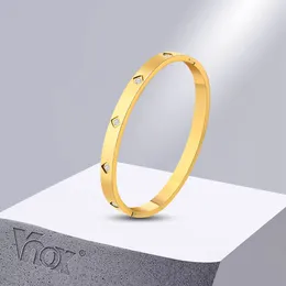 Link Bracelets Vnox Chic Love Cuff For Women Gold Color Stainless Steel Bangle With Bling CZ Stone Birthday Christmas Gifts To Her