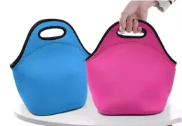 Sacola de neoprene reutilizável almoço sacos isolados bolsa macia com zíper design crianças adulto 0205