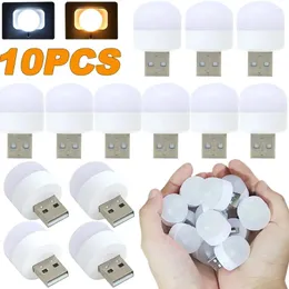 Luci notturne 10/5/1 pz Mini luce bianca calda presa USB tastiera del computer ricarica LED lampada da lettura portatile per protezione degli occhi