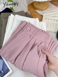 Women's Pants Yitimoky Suits For Women Spring 2024 High Waisted Fashion Elegant Office Ladies Wide Leg Casaul Chic Pink