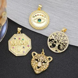 Charms Juya 18K Real Gold Plated Copper Material CZ PAVED TREE OF LIVE EVIL ENDA HEXAGON MAMA Panther Leoaprd Supplies