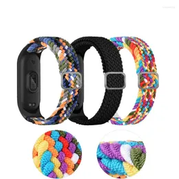 Titta på band armband för Xiaomi Mi Band 7 6 5 4 3 Nylon flätad justerbar solo loop elastisk remmiband ersättande armband