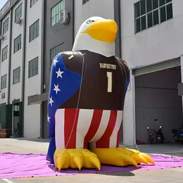 wholesale Giant 4/6/8mH or Inflatable american hawk USA eagle replica cartoon For Outdoors Advertising