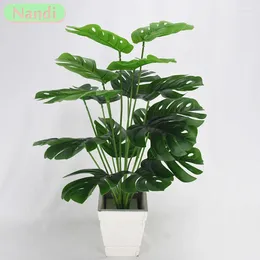 Dekorativa blommor Simulering Fake Flower 18 Fork Turtle Back Leaf Plant Home Decoration Wall Poted Green Leaves