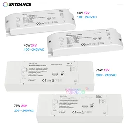 Controladores Skydance 40W 75W 12V 24V 2.4G RF Dimming LED Driver Push-Dim 220V Fonte de alimentação regulável Transformador de luz de tira de cor única