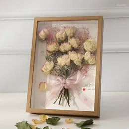 フレームDIYノルディック標本3D PO In Depth In Depth 3cm Dry Flowers Displaining The Flame Decor Simple Anniversary Gift