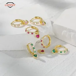 Dangle Earrings CANNER Rainbow Gem 925 Sterling Silver Earring For Women Drop Heart Fine Jewelry Pendientes 18K Gold Mom Gift 2024