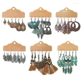 Dangle Earrings Vintage Tassel Crystal Bundles Sets For Women Sundry Ethnic Boho Leaf Drop Jewelry Accessories 2024 Fashion