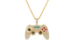 Pendant Necklaces Game Console Handle With 4mm Wide Rope Chain Gift Jewelry Full Rhinestone For Men Women Hip Hop