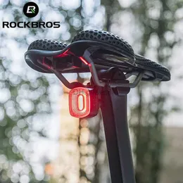 その他の照明アクセサリーRockbrosスマート自転車テールリアライトオートストップブレーキIPX6防水型CタイプC充電サイクリングテールテールライトバイクLEDライトYQ240205