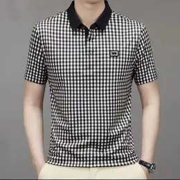 Camicia di polo a maniche corte scozzese da uomo estiva Koreon Basic Streetwear Moda maschile Abbigliamento Business Social Casual Magliette allentate 2023 240122