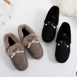 Women Loafers Fluffy Plush Flat Shoes Fashion Winter Warm Faux Fur Flock Ladies Slip On Shallow Boat Zapatos 240202