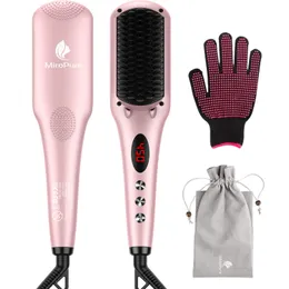 Miropure Enhanced Hair Straightener Heat Brush by Miropure、2-in-1セラミックイオンストレートニングブラシ、ホットコームとアンチスカルト機能