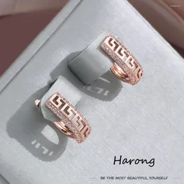 Brincos Harong Luxo Oco Geométrico 585 Rosa Cor de Ouro Cobre Jóias Para Mulheres Meninas Presentes de Festa de Casamento