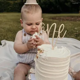Cake Tools Holz-Geburtstags-Happy-Topper, lasergeschnitten, Nummer eins, Kinder-Party-Topper für Babyparty, jährige Dessert-Dekoration