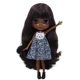ICY DBS Blyth Doll 16 bjd toy super black skin tone deep purple hair joint body 30cm anime girls 240129
