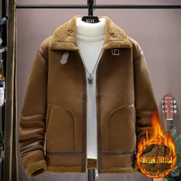 革と毛皮の統合ジャケット冬のデザイナーラムカシミア温かい鹿の肌のベルベット9ZSL