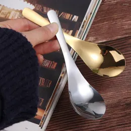 Cucchiai da zuppa in acciaio inossidabile oro argento lucido specchio manico lungo posate di grande capacità per stoviglie da cucina