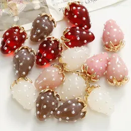 Decorative Figurines 2pcs Japanese High-quality Pearl Dots Resin Strawberry Pendant Charms For Necklace Bracelet Earrings Jewelry Making Diy