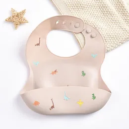 Bibbs Burp Tygs Baby Bib Waterproof Children Eating Sile Super Soft Food Rice Pocket Drool Child Anti-Dirty Drop Delivery Otaw6