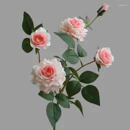 Decorative Flowers 5 Heads Rose Branch Artificial Flower For Home Wedding Decoration Fake Bridal Artificielle Flores Artificiales