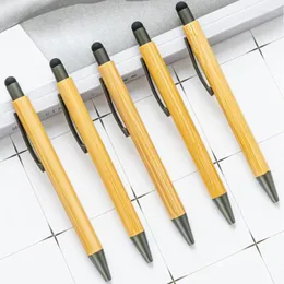 Caneta de bambu para prensa de tela sensível ao toque, caneta esferográfica publicitária de madeira pura de alta qualidade pode fazer logotipo