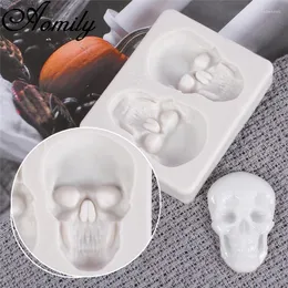 Baking Moulds Aomily Skull Shaped Silicone Molds Tricky Halloween DIY Handmade Fondant Cake Mold Sugar Craft Chocolate Tools Decor
